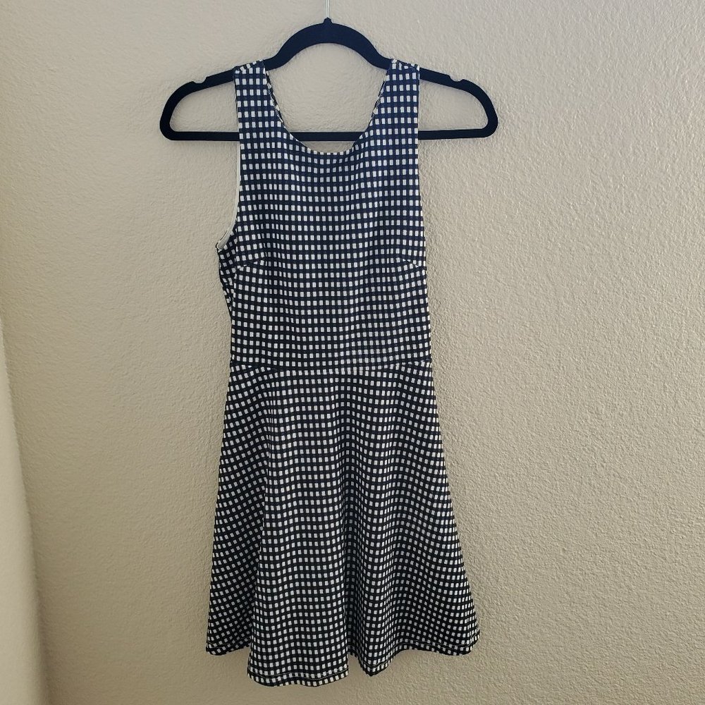 Francesca's Black/White Gingham Fit & Flare Dress